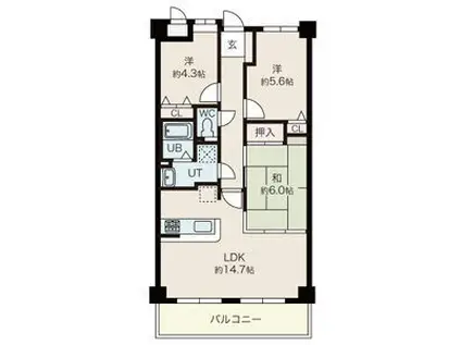 ダイアパレスウエストシティ(3LDK/12階)の間取り写真