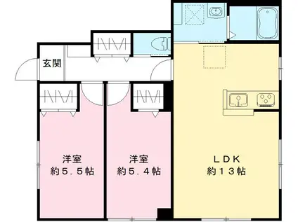 AMENITY.K.D.B棟(2LDK/1階)の間取り写真