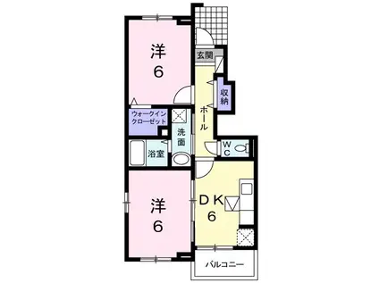 ソナチネB(2DK/1階)の間取り写真