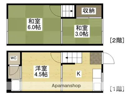 川本アパート(3K/1階)の間取り写真
