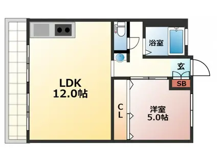 西興ビル(1LDK/3階)の間取り写真