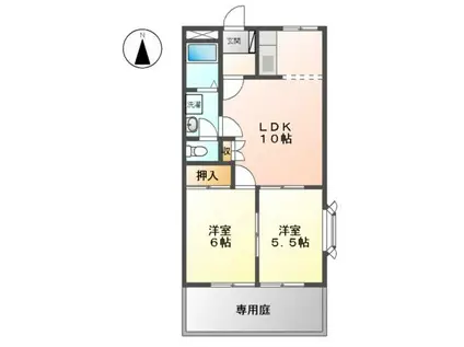 ロイヤルタムラばら館(2LDK/1階)の間取り写真