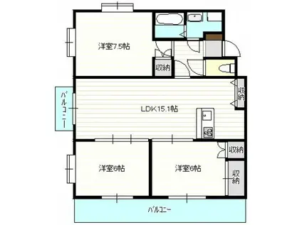 スカイビュー高須台(3LDK/3階)の間取り写真