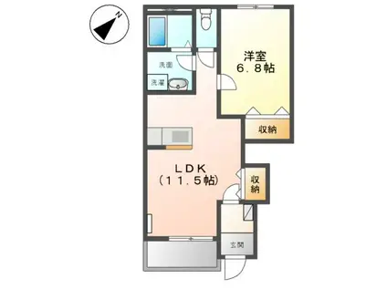 メイプル(1LDK/1階)の間取り写真