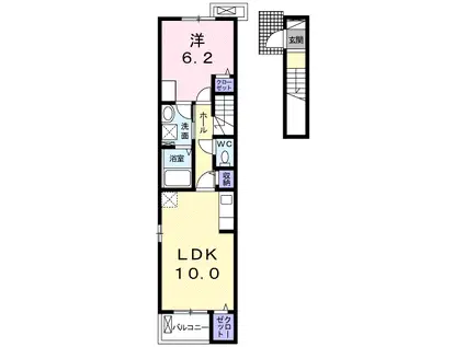 リヴァージュ(1LDK/2階)の間取り写真