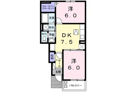 グランシャリオⅢ(2DK/1階)の間取り写真