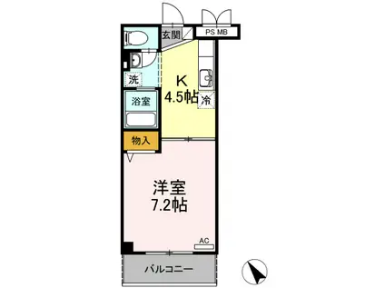 ローズハイムとくまる(1K/2階)の間取り写真