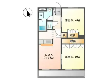 サン・リバー東原(2LDK/2階)の間取り写真