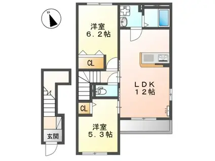 スターテラス物見(2LDK/2階)の間取り写真