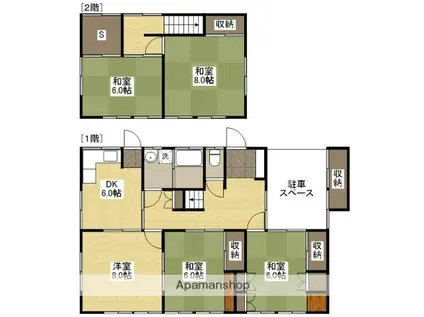 芸備線 安芸矢口駅 徒歩18分 2階建 築52年(5SDK)の間取り写真