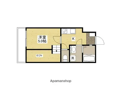 EPIC戸坂(1K/2階)の間取り写真