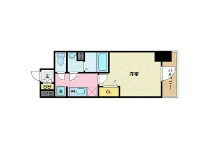 プレサンス広島中央(1K/14階)の間取り写真