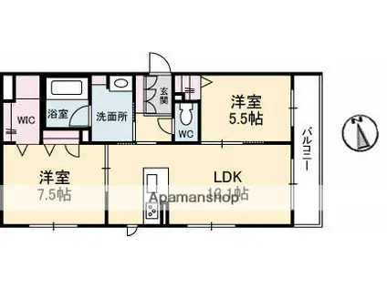 メゾン デ ルポ英(2LDK/1階)の間取り写真