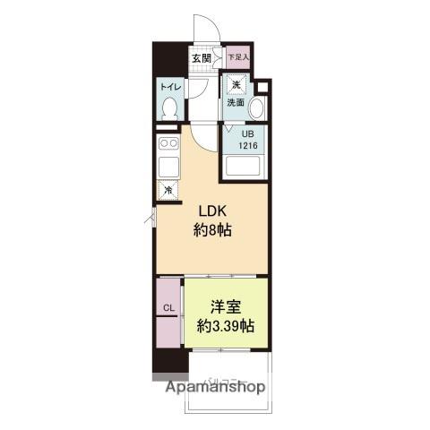 ヴィラ博丈昭和町(1LDK/6階)の間取り写真