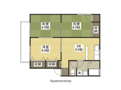 グランデージKM B棟(3DK/1階)の間取り写真