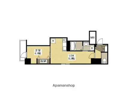 月光呉本町ツインタワーアインス(1LDK/6階)の間取り写真