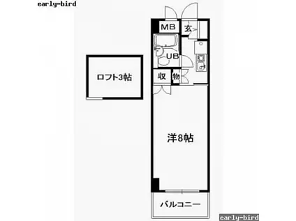 井口クインズコート(1K/3階)の間取り写真