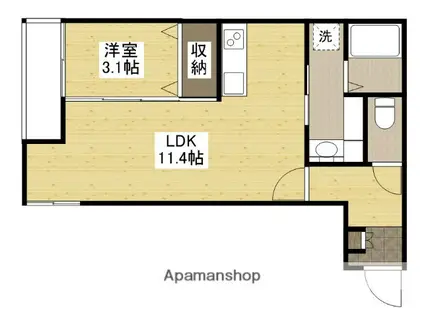 サニーガーデン廿日市(1LDK/1階)の間取り写真