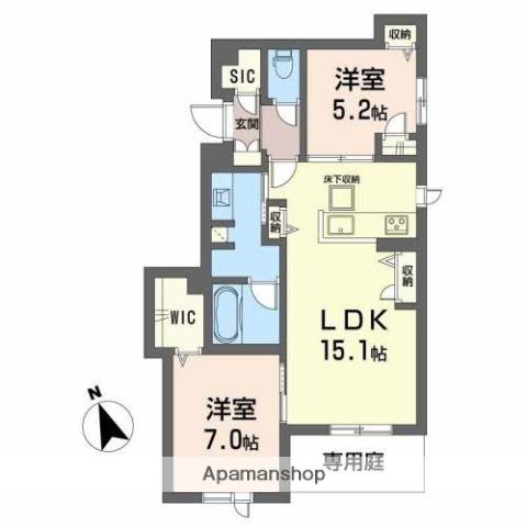 フィーノ(2LDK/1階)の間取り写真
