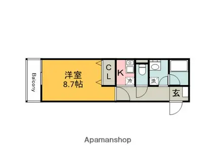 リフレスロイヤルシティⅤ(1K/2階)の間取り写真