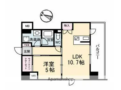 リラクオーレアクラス(1LDK/6階)の間取り写真