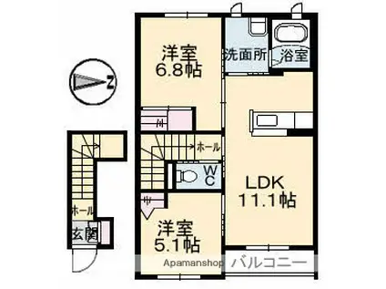 CASA衛(2LDK/2階)の間取り写真