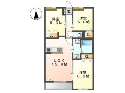 アデランテみくまり(3LDK/3階)の間取り写真