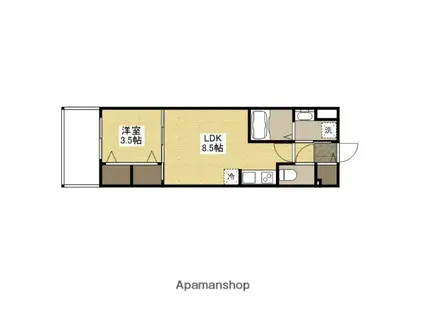 S-RESIDENCE空港通AWESOME(1LDK/13階)の間取り写真