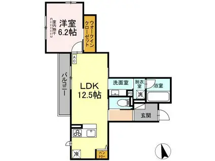 SAKURA TERRACE(1LDK/2階)の間取り写真