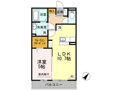 サンシスト(1LDK/2階)の間取り写真