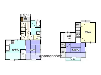 横田貸家 F棟(3SDK)の間取り写真