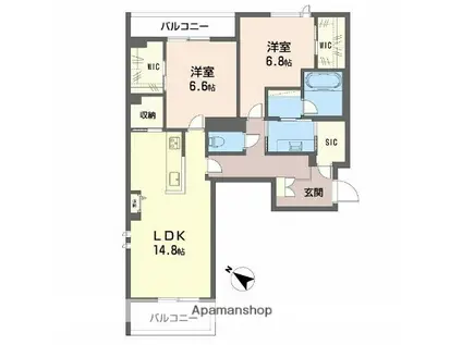 プランドール(2LDK/2階)の間取り写真