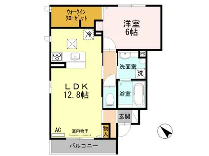 コーポにほじま(1LDK/1階)の間取り写真