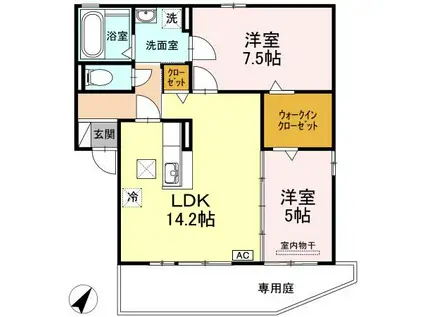 セジュール(2LDK/1階)の間取り写真