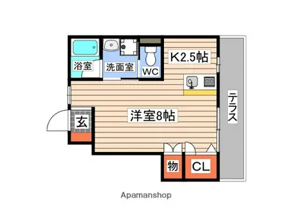 VILLA MACARON(ワンルーム/1階)の間取り写真