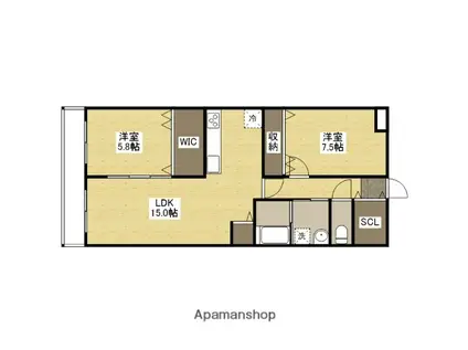 クレスト山本Ⅰ(2LDK/3階)の間取り写真