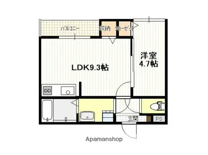 天神アパート(1LDK/3階)の間取り写真