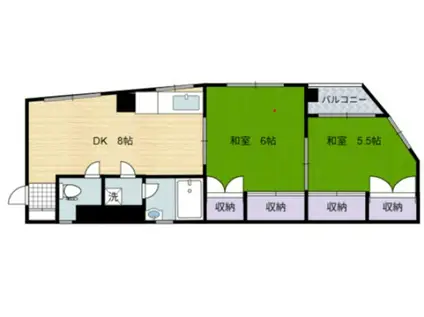 第二迫田ビル(2DK/5階)の間取り写真