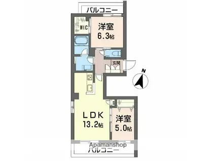 AZURE東雲(2LDK/3階)の間取り写真