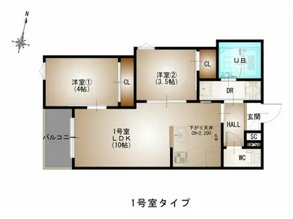 REGALEST-F 井口1(2LDK/2階)の間取り写真