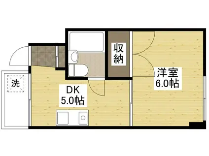 陽光ビル(1DK/3階)の間取り写真