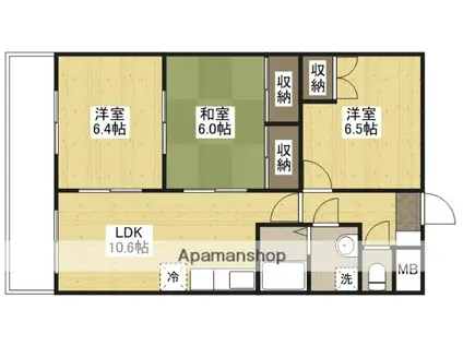 HABITER・K(3LDK/2階)の間取り写真