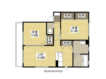 ヴィラメリディアン楽々園(2LDK/2階)の間取り写真