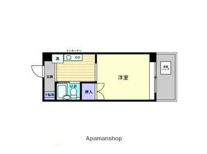 マンション福山(1K/3階)の間取り写真