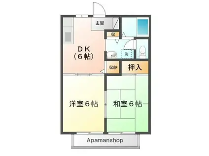 サンタウン竹ノ葉 B(2DK/2階)の間取り写真