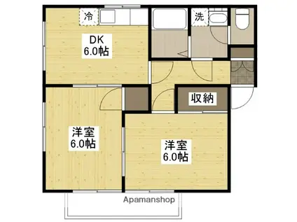 エスポワール九反田(2DK/2階)の間取り写真