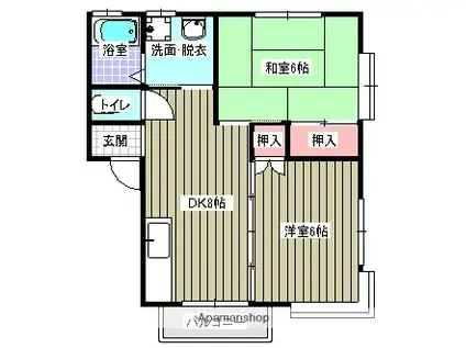 ミレニアム榮(2DK/1階)の間取り写真