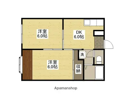 メゾンエスポアB棟(2DK/2階)の間取り写真