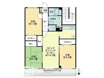 フォブール村上(3LDK/2階)の間取り写真