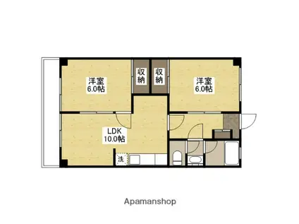 ソシエ府中(2LDK/3階)の間取り写真
